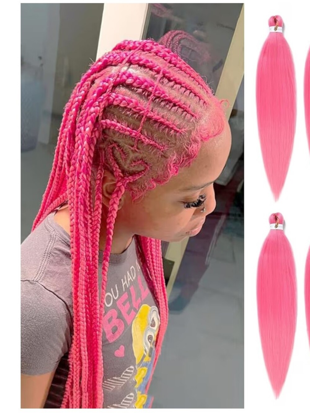 EZ BRAIDS HOT PINK 3 PIECES 26 INCH PRE STRETCHED SYNTHETIC BRAIDING HAIR